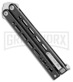 Bear Ops Bear Song VIII Black Butterfly Knife - Bayonet Satin Plain -Knife Sale Shop Bear Ops Bear Song VIII Butterfly Bayo Black Satin B 820 SSBK S BHQ 107304 jr side large