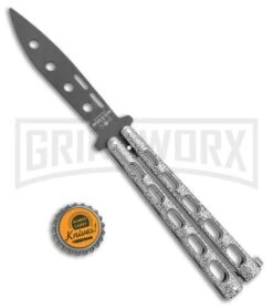 Bear & Son 115TR Large Silver Vein Butterfly Knife Trainer - Black 7 Bear & Son 115TR Large Silver Vein Butterfly Knife Trainer - Black -Knife Sale Shop Bear Son 115TR Large Butterfly Trainer Silver Vein Black BHQ 107300 jr bottlecap large
