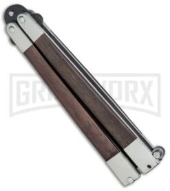 Bear & Son Black Walnut Butterfly Knife - Black Plain -Knife Sale Shop Bear Son Butterfly Knife Black Walnut Black BW17T BHQ 77785 jr side large