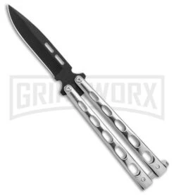 Bear & Son Knives 15 Stainless Steel Butterfly Knife - Spear Point Black Plain