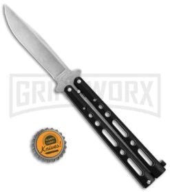 Bear & Son Butterfly Knife Black Steel - Clip Point Plain 7 Bear & Son Butterfly Knife Black Steel - Clip Point Plain -Knife Sale Shop Bear and Son Butterfly Black SW BHQ 135110 jr bottlecap large