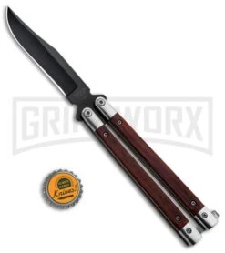 Bear And Son Cocobolo Wood Balisong Butterfly Knife - Black Plain 7 Bear And Son Cocobolo Wood Balisong Butterfly Knife - Black Plain -Knife Sale Shop Bear and Son Butterfly Cocobolo Wood Handles Black CB17 BHQ 0888 jr bottlecap large