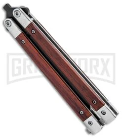 Bear And Son Cocobolo Wood Balisong Butterfly Knife - Black Plain 6 Bear And Son Cocobolo Wood Balisong Butterfly Knife - Black Plain -Knife Sale Shop Bear and Son Butterfly Cocobolo Wood Handles Black CB17 BHQ 0888 jr side large