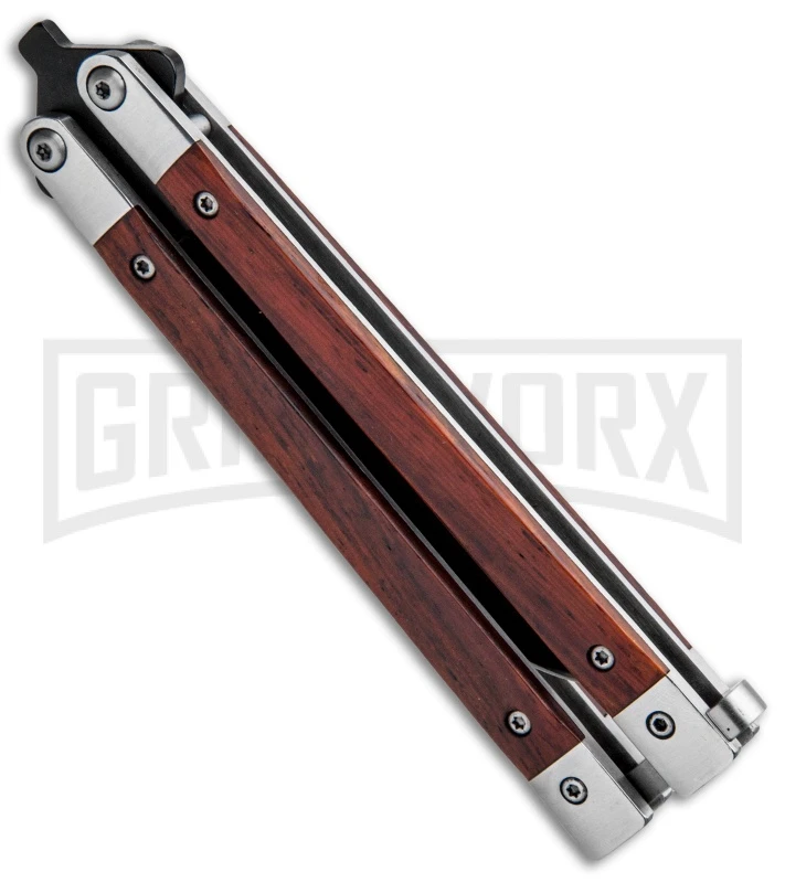 Bear And Son Cocobolo Wood Balisong Butterfly Knife - Black Plain 2 Bear And Son Cocobolo Wood Balisong Butterfly Knife - Black Plain - Image 2