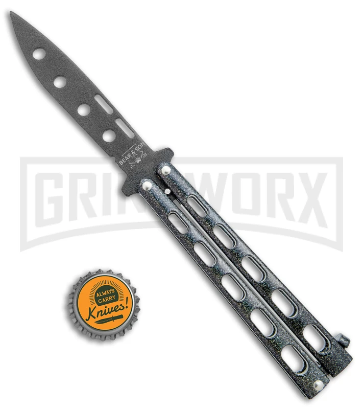 Bear & Son 115 Galaxy Butterfly Knife - Black Dull 4 Bear & Son 115 Galaxy Butterfly Knife - Black Dull - Image 4