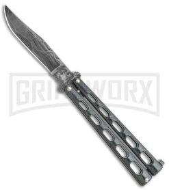 Bear And Son Knives 114GXD Galaxy Balisong Butterfly Knife - Damascus Plain