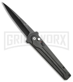 Bear Ops Black Bold Action III Automatic Knife - Black Plain
