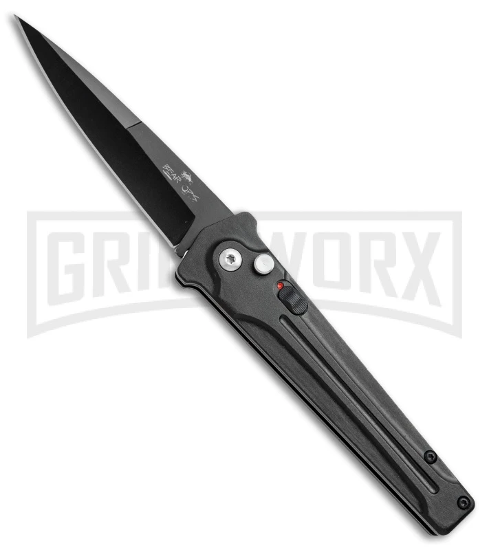 Bear Ops Black Bold Action III Small Automatic Knife - Black Plain 1 Bear Ops Black Bold Action III Small Automatic Knife - Black Plain
