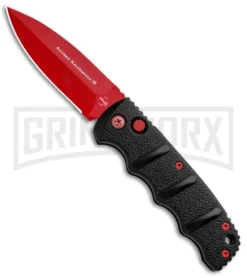 Boker Kalashnikov Black Widow Automatic Knife - D2 Dagger Red Plain