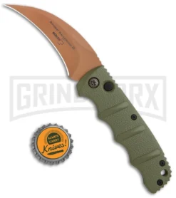 Boker Kalashnikov Desert Warrior Hawkbill Automatic Knife - Copper Plain -Knife Sale Shop Boker Desert Warrior Kalashnikov Hawkbill Auto OD Green Copper 01KALS69NSOI BHQ 103273 jr bottlecap large