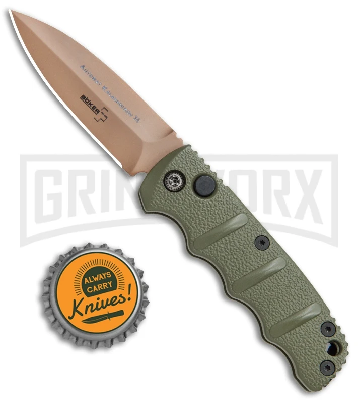 Boker Desert Warrior Mini Kalashnikov OD Green Automatic Knife - Copper Plain 4 Boker Desert Warrior Mini Kalashnikov OD Green Automatic Knife - Copper Plain - Image 4