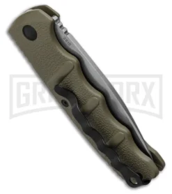 Boker Kalashnikov OD Green Automatic Knife - SW Plain -Knife Sale Shop Boker Kalashnikov Automatic Knife OD Green 3.25 XHP Satin BHQ 92085 LS Side large