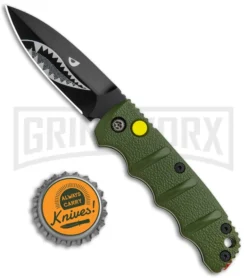 Boker Mini Kalashnikov Warhawk Automatic Knife Green - D2 Black Plain -Knife Sale Shop Boker Mini Warhawk Kalashnikov Auto Dagger Green Black BHQ 113923 jr bottlecap large