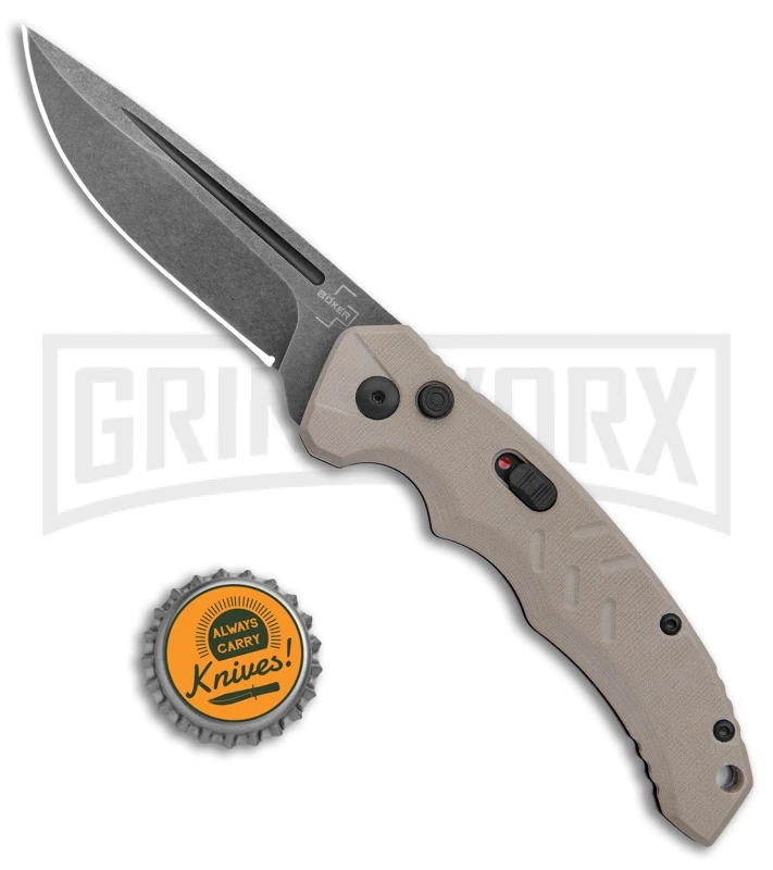 Boker Plus Intention II Automatic Folding Knife Coyote Tan - Black SW Drop Point 4 Boker Plus Intention II Automatic Folding Knife Coyote Tan - Black SW Drop Point - Image 4