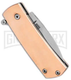 Boker Plus Shamsher Copper Automatic Liner Lock Knife - Satin Plain -Knife Sale Shop Boker Plus Shamsher Auto LL Copper Satin BHQ 139171 jr side 2 large