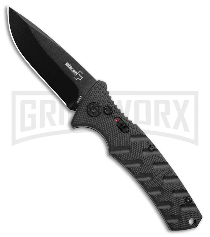 Boker Plus Strike Automatic Knife - Drop Point Black Plain 1 Boker Plus Strike Automatic Knife - Drop Point Black Plain