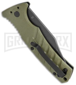 Boker Plus Strike OD Green Automatic Knife - Bowie Black Stonewash Plain 6 Boker Plus Strike OD Green Automatic Knife - Bowie Black Stonewash Plain -Knife Sale Shop Boker Plus Strike Bowie Auto OD Green Black Wash BHQ 125301 jr side large