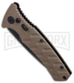 Boker Plus Strike Coyote Brown Automatic Knife - Tanto Black SW Serr 11 Boker Plus Strike Coyote Brown Automatic Knife - Tanto Black SW Serr -Knife Sale Shop Boker Plus Strike Tanto Coyote Brown black sw serr BHQ 67885 er spine large