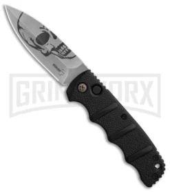 Boker Kalashnikov Skull Black Automatic Knife - D2 Dagger Stonewash Plain