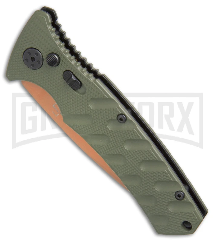 Boker Plus Strike Desert Warrior OD Green Automatic Knife - D2 Drop Point Copper 3 Boker Plus Strike Desert Warrior OD Green Automatic Knife - D2 Drop Point Copper - Image 3