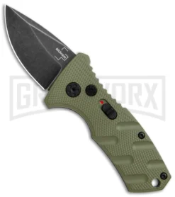 Boker Stubby Strike OD Green Automatic Knife - Black Stonewash