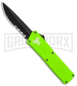 Bolt Zombie Green Biohazard D/A OTF Automatic Knife - Black Serr