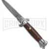 9" Medteh Brown Micarta Russian Stiletto Automatic Knife - Damascus Plain