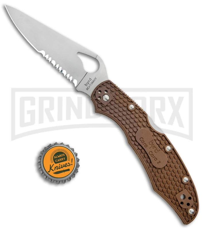 Byrd Cara Cara 2 Brown FRN Folding Knife - Satin Serr 4 Byrd Cara Cara 2 Brown FRN Folding Knife - Satin Serr - Image 4