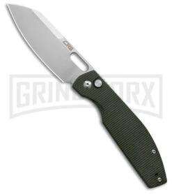 CJRB Cutlery Ekko Carbon Dark Green Micarta Lock Knife - SW Plain