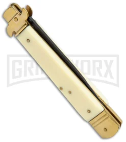 CKM 9.75" Slimline Sim Ivory Leverlock Automatic Knife - Black -Knife Sale Shop CKM 9.75in Silmline Sim Ivory Leverlock Auto Black LV2057 GX 34292 jr side large