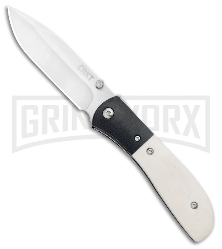 CRKT Carson White Bone Spring Assisted Knife - Satin Plain 1 CRKT Carson White Bone Spring Assisted Knife - Satin Plain
