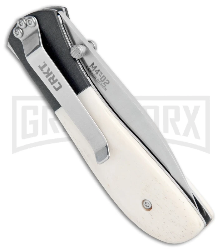 CRKT Carson White Bone Spring Assisted Knife - Satin Plain 3 CRKT Carson White Bone Spring Assisted Knife - Satin Plain - Image 3