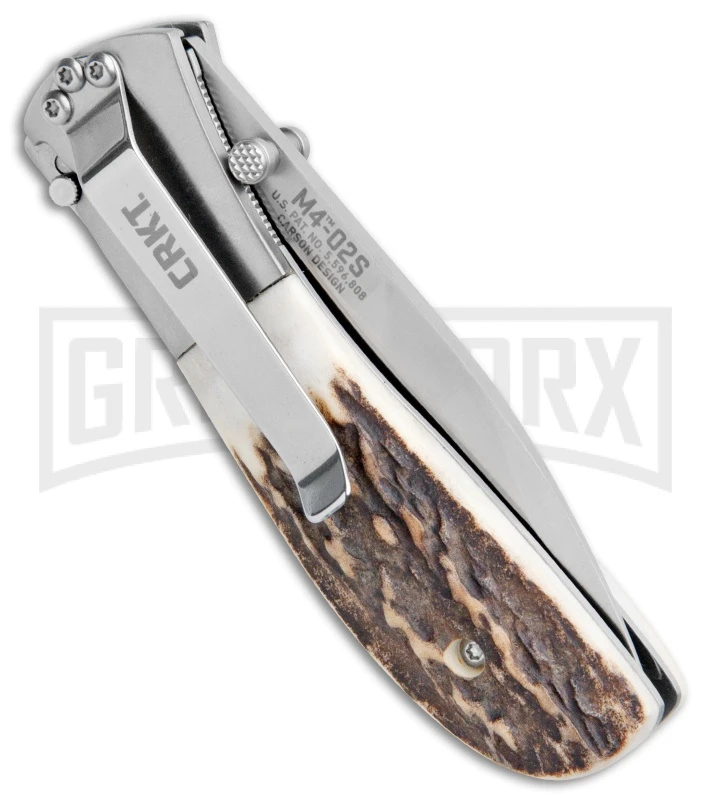 CRKT Carson Stag Spring Assisted Knife - Satin Plain 3 CRKT Carson Stag Spring Assisted Knife - Satin Plain - Image 3