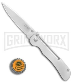 CRKT Crawford Offbeat Lockback Knife - Satin Drop Point -Knife Sale Shop CRKT Crawford Offbeat stainless steel satin BHQ 76678 er bottlecap large