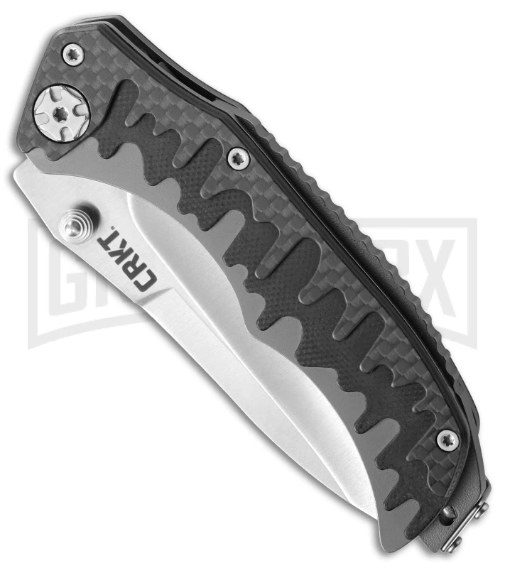 CRKT Drip Tighe Gray CF/G-10 Drop Point Outburst A/O Knife - Satin Plain 2 CRKT Drip Tighe Gray CF/G-10 Drop Point Outburst A/O Knife - Satin Plain - Image 2