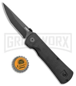 CRKT Hissatsu Black Folding Spring Assisted Knife - Black Plain -Knife Sale Shop CRKT Folding Hissatsu SA Black 2903 BHQ 1948 jr bottlecap large