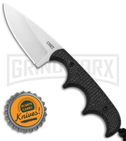 CRKT Folts Minimalist DP Black Resin Infused Fiber Neck Knife - Satin Plain -Knife Sale Shop CRKT Folts Minimalist Drop Point Neck Knife Black Resin Ifused Fiber 2in BHQ 176875 td size large