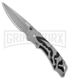 CRKT Moxie Gray/Black Spring Assisted Knife - Titanium Plain