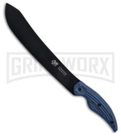 Camillus Cuda Large Breaking Blue Micarta Fixed Blade Knife - Black Plain