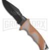 Camillus Inuit Brown Fixed Blade Knife - Black Serr