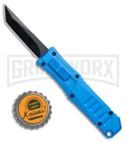 Mini Marvel Blue DA/OTF Automatic Knife - Tanto Black Plain -Knife Sale Shop Coffin Blaster Extreme Blue DA Tanto Black Plain GX 34980 jr bottlecap large