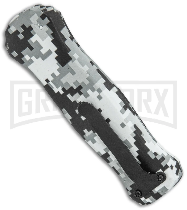 Coffin Blaster 2.0 Gray Camo W/Flames DA/OTF Automatic Knife - Black Two Tone 3 Coffin Blaster 2.0 Gray Camo W/Flames DA/OTF Automatic Knife - Black Two Tone - Image 3