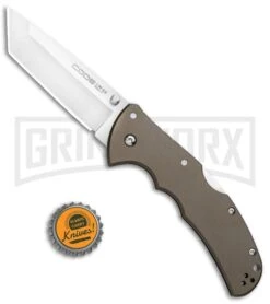 Cold Steel Code-4 Gun Metal Aluminum Tanto Lockback Knife - Satin Plain -Knife Sale Shop Cold Steel Code 4 Tanto LB Satin 58PT BHQ 15401 jr bottlecap large