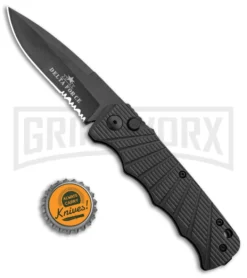Delta Force Automatic Knife Black Aluminum - Black Partially Serrated -Knife Sale Shop Delta Force Auto Black Molded Plastic Black Partially Serrated GX 33539 jr bottlecap large