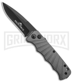Delta Force Automatic Knife Gray Aluminum - Black Plain