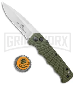 Delta Force Automatic Knife Green Aluminum - Satin Partially Serrated -Knife Sale Shop Delta Force Auto Green Aluminum Satin Partially Serr GX 38066 jr bottlecap large