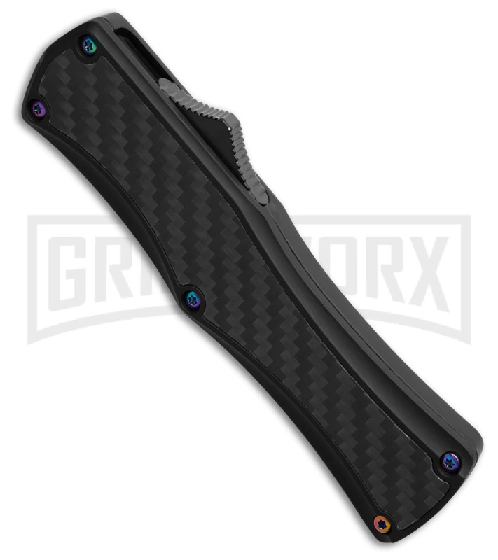 Edgeworks Carbon Fiber OTF Auto Knife Dagger - Rainbow Damascus Finish) 2 Edgeworks Carbon Fiber OTF Auto Knife Dagger - Rainbow Damascus Finish) - Image 2