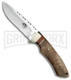 Elk Ridge Brush Master Burl Wood Fixed Blade Knife - Mirror Plain