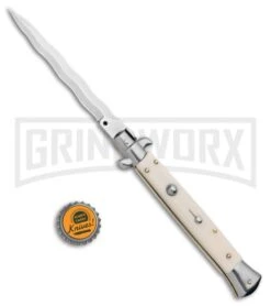 Frank B. 11" Sim Ivory Stiletto Automatic Knife (Kriss) 7 Frank B. 11" Sim Ivory Stiletto Automatic Knife (Kriss) -Knife Sale Shop Frank B 11in Italian Stiletto Auto Sim Ivory Kriss BHQ 99917 jr bottlecap large