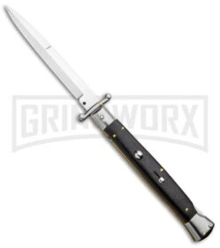 Frank B. 11" Italian Stiletto Swinguard Ebony Automatic Knife - Bayonet